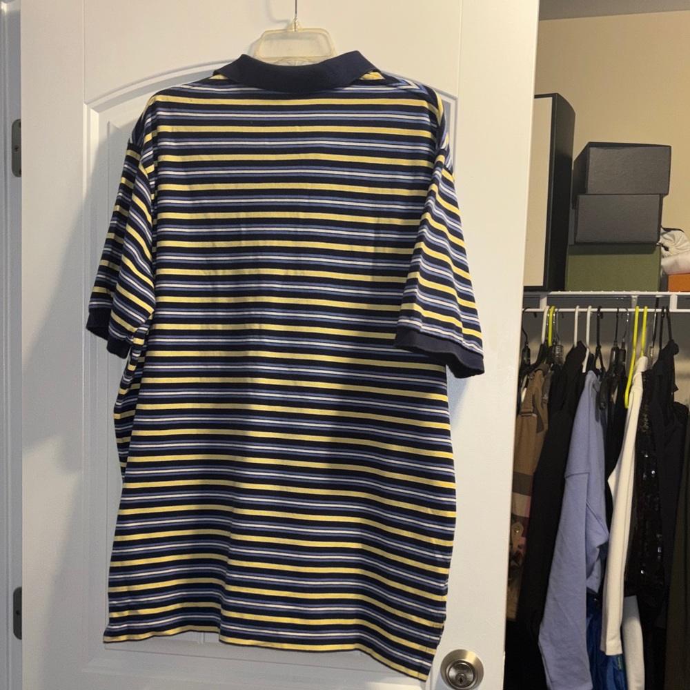 Polo by Ralph Lauren Men's Navy and Yellow Striped Polo - Picture 4 of 4